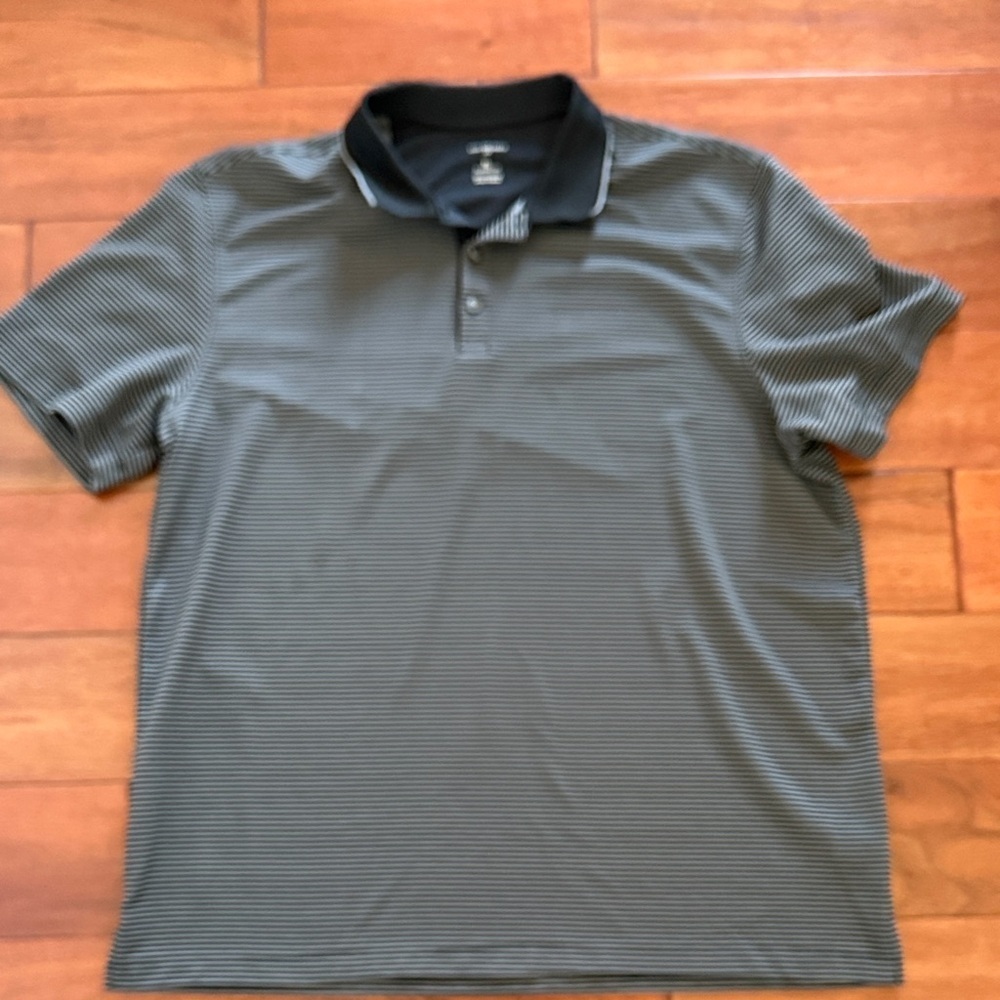 Van Heusen Air Classic Fit Black & Gray Striped Polo Shirt XL